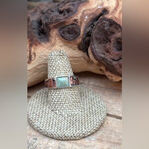 Southwest Adobe Turquoise,Sterling Silver/Coper Signed Ring Sz 7.5 NEW